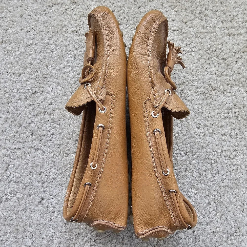Coach Nadia genuine leather loafer flats cognac brown tassels size 7.5